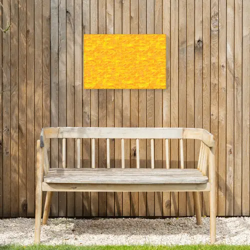 Verf - Texturen - Kwasten - geel Tuinposter op houten frame 2 cm dik klein 845 -sfeer4