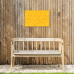 Verf - Texturen - Kwasten - geel Tuinposter op houten frame 2 cm dik klein 845 -sfeer4