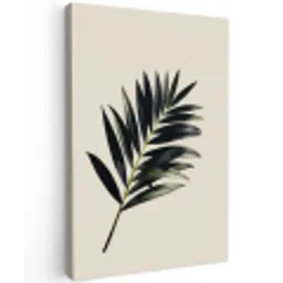 Palmblad - Subtiel - Groen - beige Tuinposter op houten frame 2 cm dik klein -3d