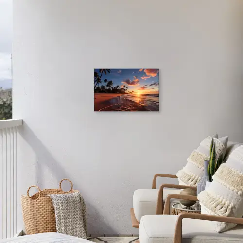 Palmbomen bij Zonsondergang Tuinposter op houten frame 2 cm dik klein -sfeer1