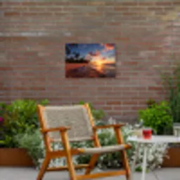 Palmbomen bij Zonsondergang Tuinposter op houten frame 2 cm dik klein -sfeer3