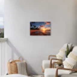 Palmbomen bij Zonsondergang Tuinposter op houten frame 2 cm dik klein -sfeer1