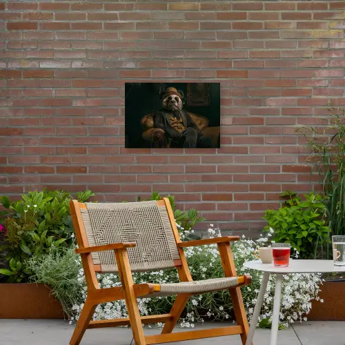 Panda - Hoed - Bril - Pak Tuinposter op houten frame 2 cm dik klein -sfeer3