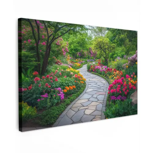 Park - Bloemen - Tuin Tuinposter op houten frame 2 cm dik klein -3d