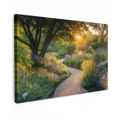 Pad - Bloemen - Park Tuinposter op houten frame 2 cm dik klein -3d