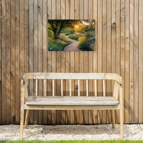 Pad - Bloemen - Park Tuinposter op houten frame 2 cm dik klein -sfeer4