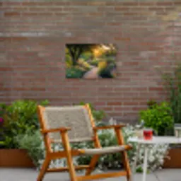 Pad - Bloemen - Park Tuinposter op houten frame 2 cm dik klein -sfeer3