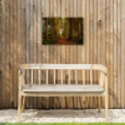 Pad door majestueus dennenbos Tuinposter op houten frame 2 cm dik klein -sfeer4
