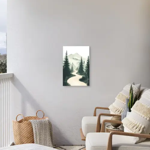 Pad - Bomen - Bos - Illustratie Tuinposter op houten frame 2 cm dik klein -sfeer1