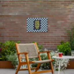 Patroon - Geblok - Blauw - Slow down you're doing fine Tuinposter op houten frame 2 cm dik klein -sfeer3