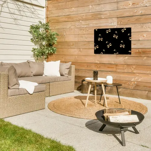 Patroon - Kersen - Goud - Chrome Tuinposter op houten frame 2 cm dik klein -sfeer2