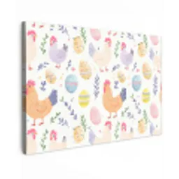Patroon - Kip - Paaseieren Tuinposter op houten frame 2 cm dik klein -3d