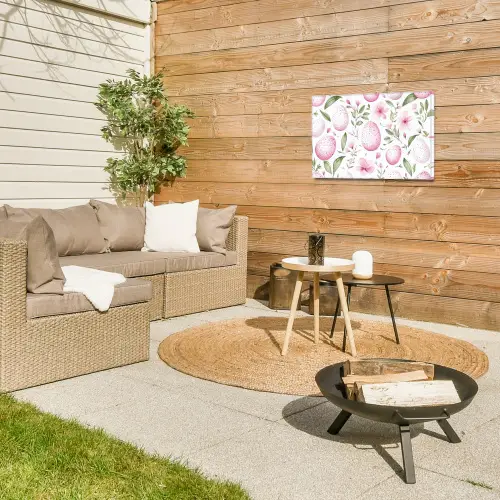 Patroon - Eieren - Roze - Pasen Tuinposter op houten frame 2 cm dik klein -sfeer2
