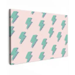Patroon - Bliksem - Roze - Groen Tuinposter op houten frame 2 cm dik klein 845 -3d