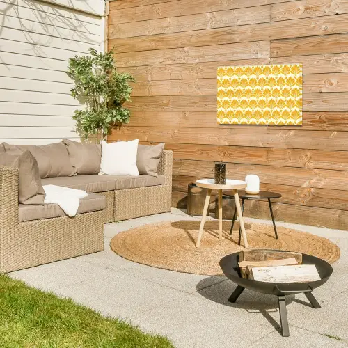 Patroon - Motief - Geel Tuinposter op houten frame 2 cm dik klein 845 -sfeer2