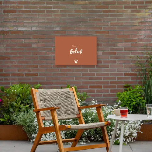 Pluk het Geluk Tuinposter op houten frame 2 cm dik klein -sfeer3