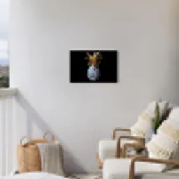 Ananas - Bloemen patroon - Goud - Delftsblauw Tuinposter op houten frame 2 cm dik klein -sfeer1