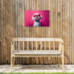 Pink - Hond - Bubbel Tuinposter op houten frame 2 cm dik klein -sfeer4