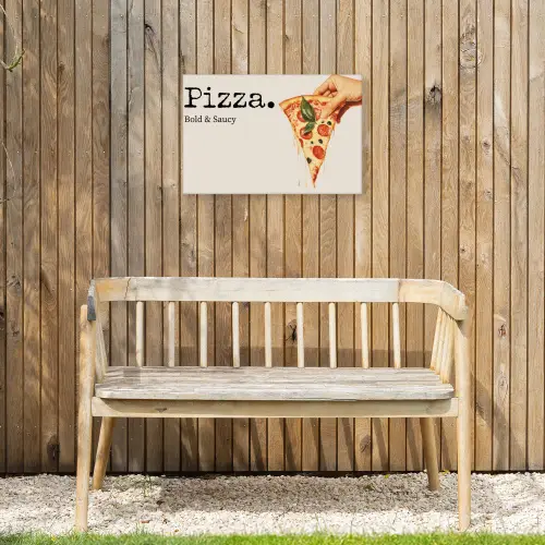 Pizza - Kaas - Pepperoni Tuinposter op houten frame 2 cm dik klein -sfeer4