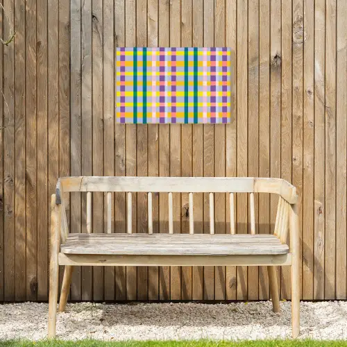 Ruit - Patroon - Kleurrijk Tuinposter op houten frame 2 cm dik klein 845 -sfeer4