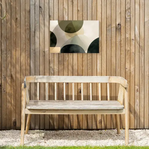 Vlakken - Abstract - Beige - Cirkels Tuinposter op houten frame 2 cm dik klein -sfeer4