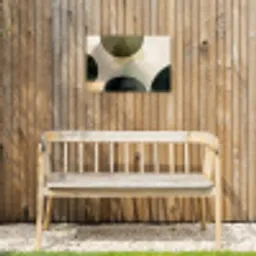Vlakken - Abstract - Beige - Cirkels Tuinposter op houten frame 2 cm dik klein -sfeer4
