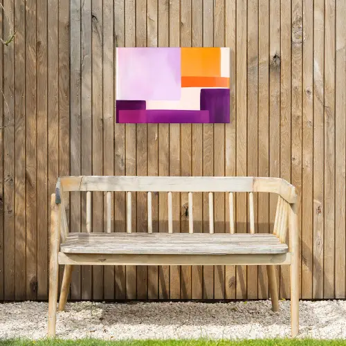 Vlakken - Abstract - Rechthoekig - Oranje Tuinposter op houten frame 2 cm dik klein -sfeer4