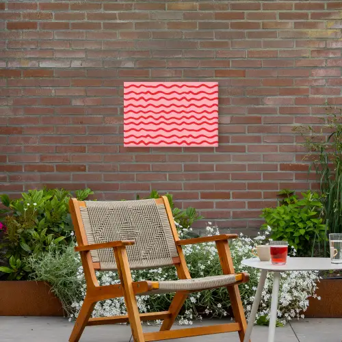 Speels - Patroon - Rood Tuinposter op houten frame 2 cm dik klein 845 -sfeer3