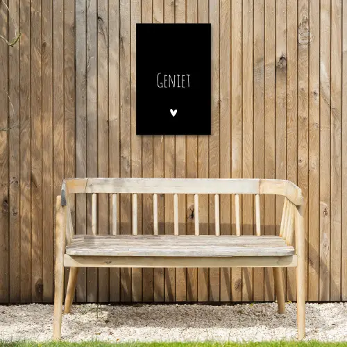 Spreuken - Geniet - Quotes Tuinposter op houten frame 2 cm dik klein -sfeer4