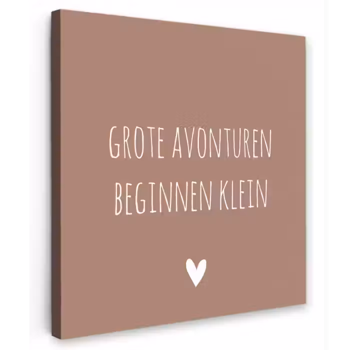 Spreuken - Grote avonturen beginnen klein - Quotes Tuinposter op houten frame 2 cm dik klein -3d
