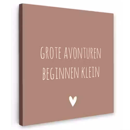 Spreuken - Grote avonturen beginnen klein - Quotes Tuinposter op houten frame 2 cm dik klein -3d