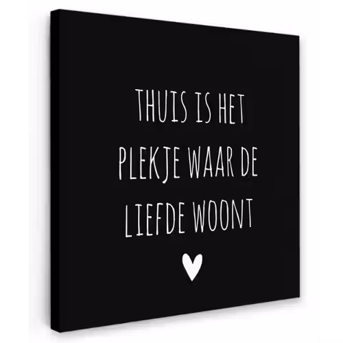 Spreuken - Thuis is het plekje waar de liefde woont - Quotes Tuinposter op houten frame 2 cm dik klein -3d