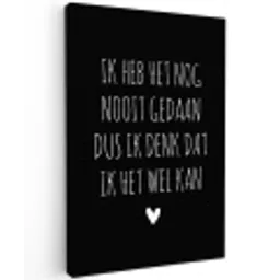 Spreuken - Ik heb het nog nooit gedaan dus - Quotes Tuinposter op houten frame 2 cm dik klein -3d