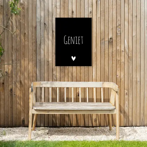 Spreuken - Quotes - Geniet Tuinposter op houten frame 2 cm dik klein -sfeer4