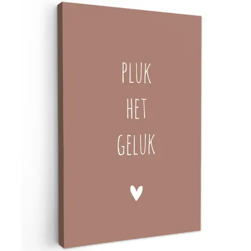 Spreuken - Pluk het geluk - Quotes Tuinposter op houten frame 2 cm dik klein -3d