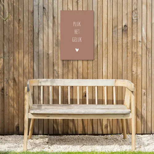 Spreuken - Pluk het geluk - Quotes Tuinposter op houten frame 2 cm dik klein -sfeer4