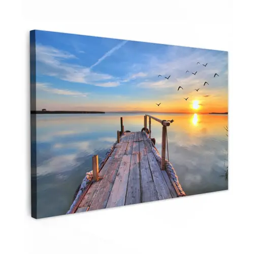 Rustige Zonsondergang Tuinposter op houten frame 2 cm dik klein -3d