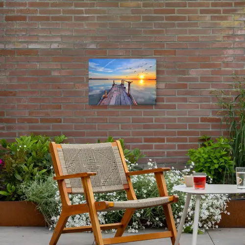 Rustige Zonsondergang Tuinposter op houten frame 2 cm dik klein -sfeer3