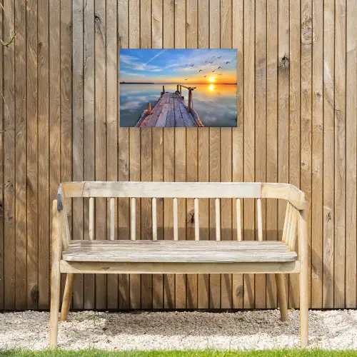 Rustige Zonsondergang Tuinposter op houten frame 2 cm dik klein -sfeer4