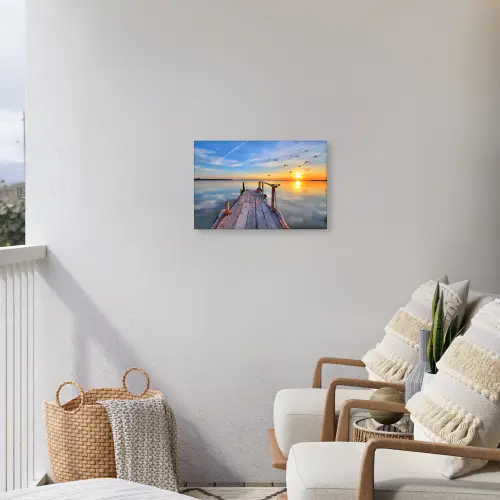 Rustige Zonsondergang Tuinposter op houten frame 2 cm dik klein -sfeer1