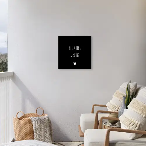 Quote - Spreuken - Pluk het geluk Tuinposter op houten frame 2 cm dik klein -sfeer1