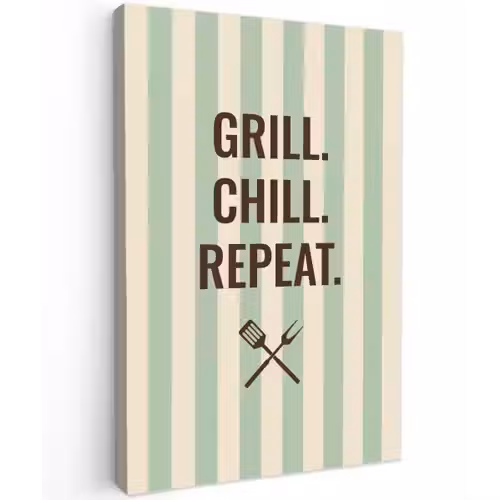 Quote - Strepen - Grill Tuinposter op houten frame 2 cm dik klein -3d