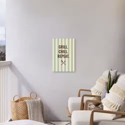 Quote - Strepen - Grill Tuinposter op houten frame 2 cm dik klein -sfeer1