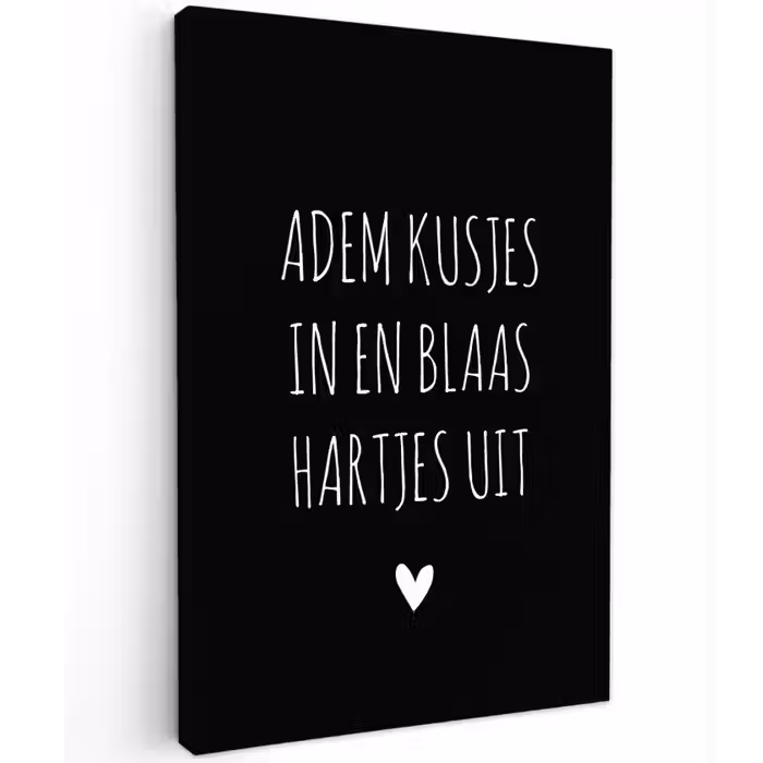 Quotes - Adem kusjes in en blaas hartjes uit - Spreuken Tuinposter op houten frame 2 cm dik klein -3d