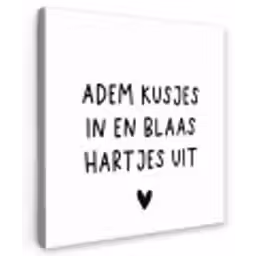 Quotes - Adem kusjes in en blaas hartjes uit - Spreuken Tuinposter op houten frame 2 cm dik klein -3d