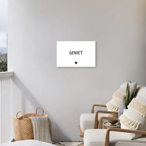 Quotes - Geniet - Spreuken Tuinposter op houten frame 2 cm dik klein -sfeer1