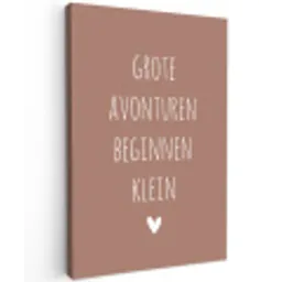 Quotes - Grote avonturen beginnen klein - Spreuken Tuinposter op houten frame 2 cm dik klein -3d