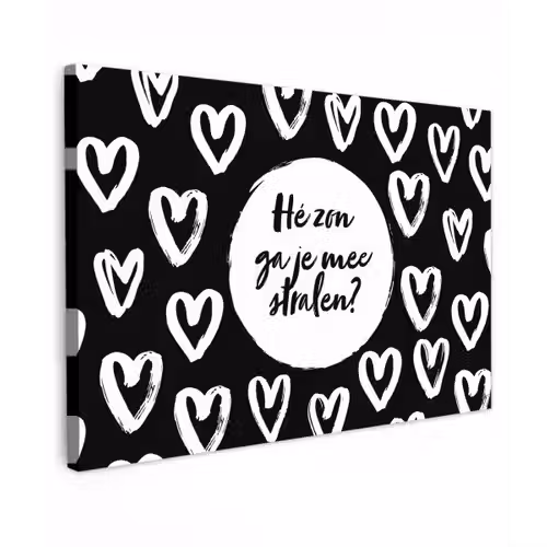 Quotes - Hé zon, ga je mee stralen? - Tekst - Zon - Zomer Tuinposter op houten frame 2 cm dik klein -3d