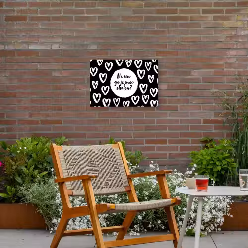 Quotes - Hé zon, ga je mee stralen? - Tekst - Zon - Zomer Tuinposter op houten frame 2 cm dik klein -sfeer3