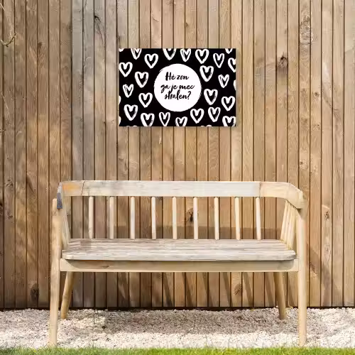 Quotes - Hé zon, ga je mee stralen? - Tekst - Zon - Zomer Tuinposter op houten frame 2 cm dik klein -sfeer4